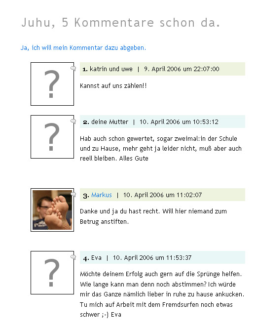 Kommentare bei mir.