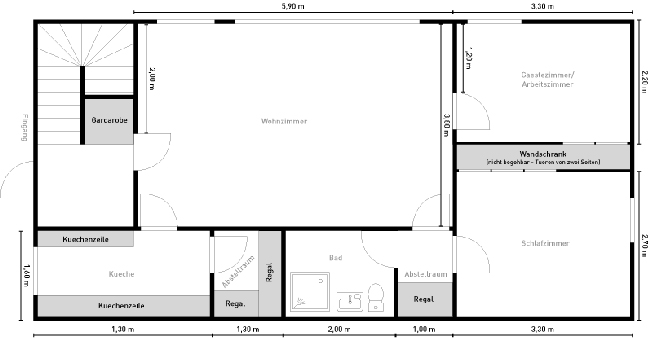 Grundriss Wohnung in Bryne.